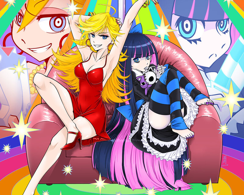 Anime girls on a couch