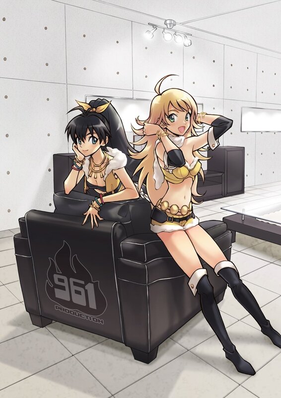 Anime girls on a couch
