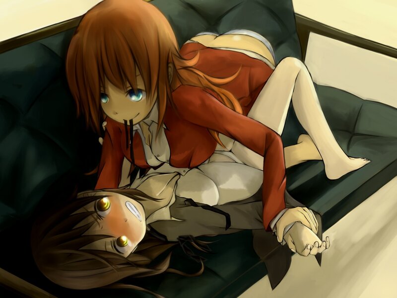 Anime girls on a couch