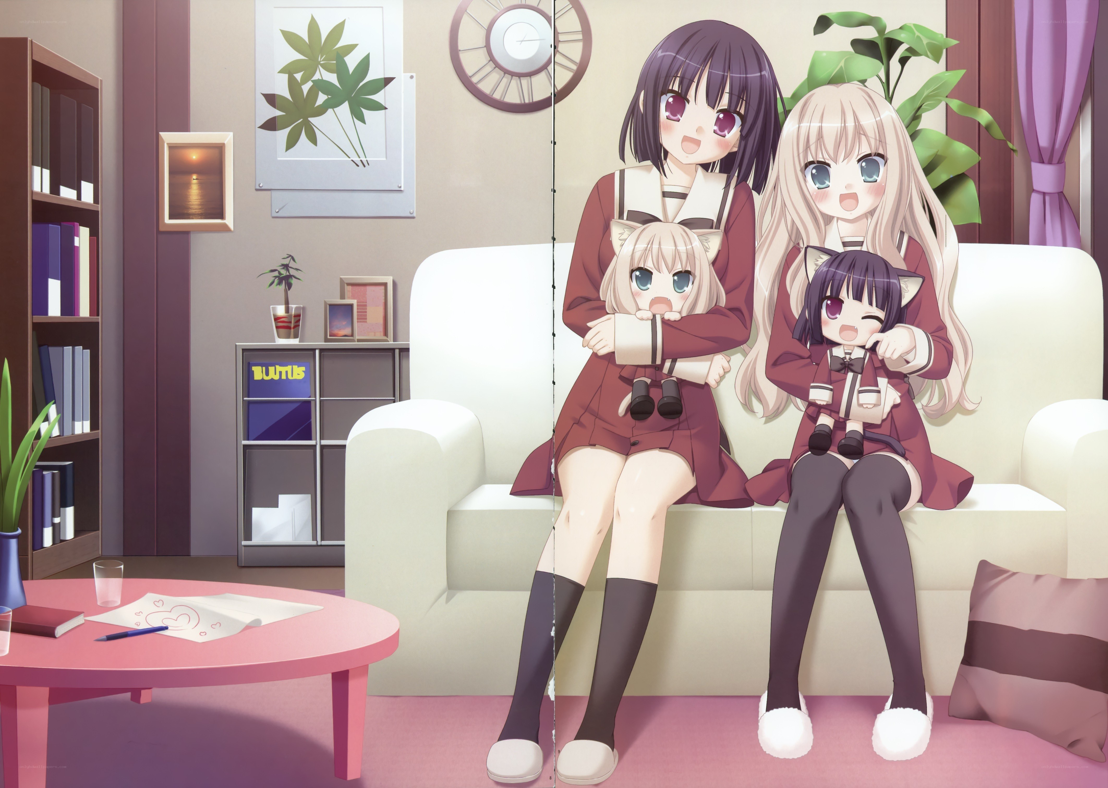 anime girls on a couch