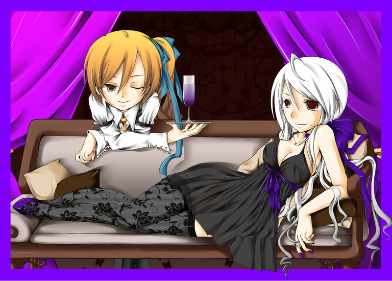 Anime girls on a couch