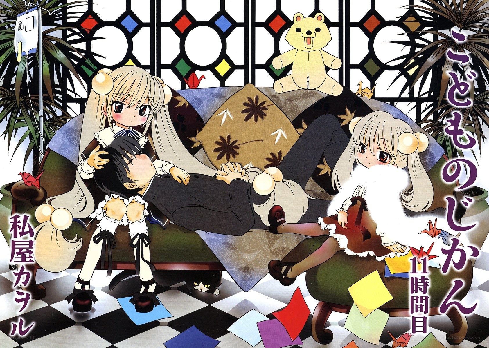 Anime girls on a couch