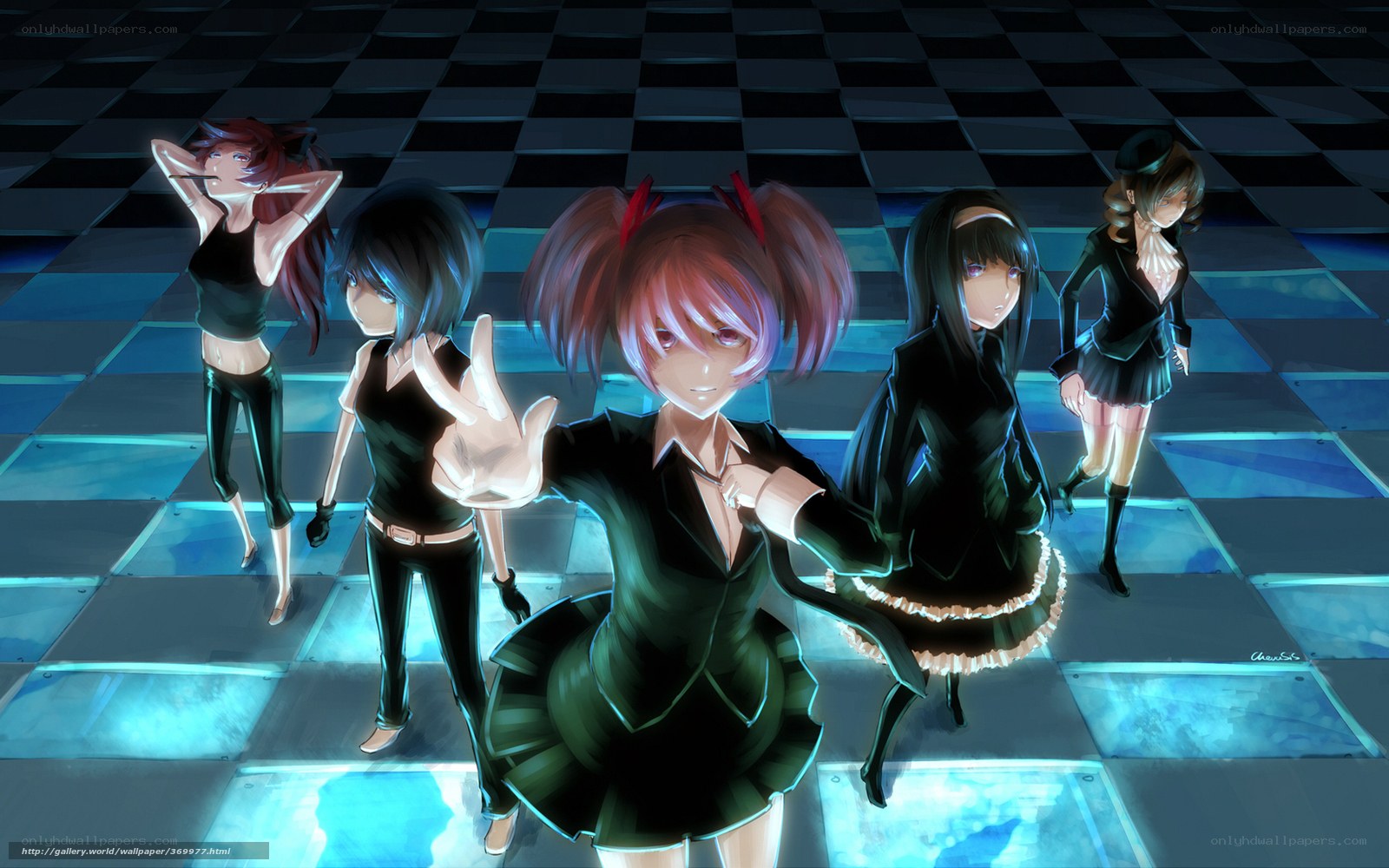 anime girls on a dance floor