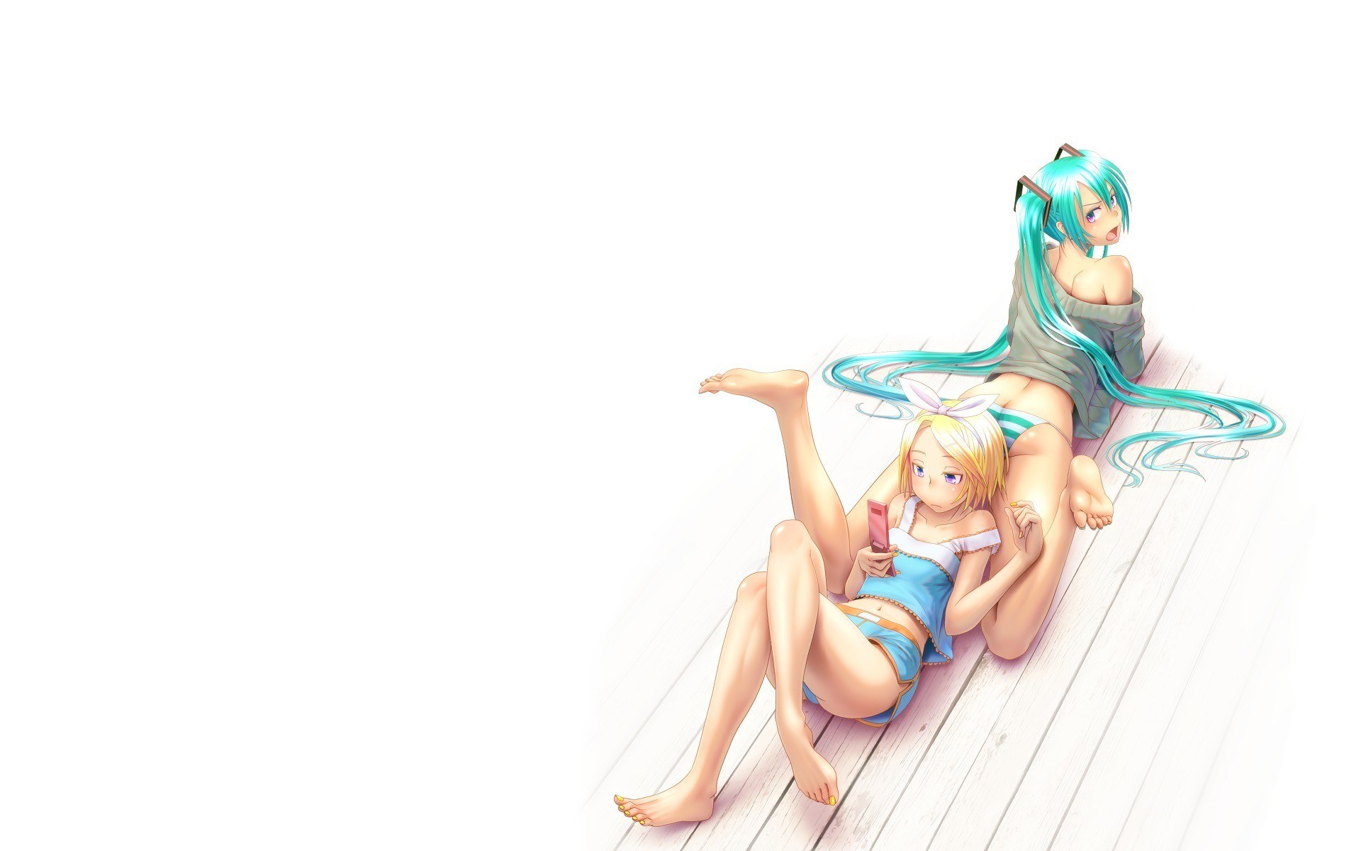 Anime girls on a deck