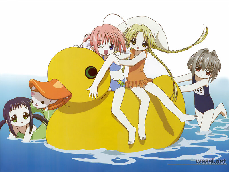 anime girls on a duck