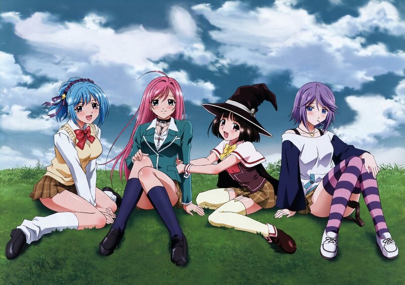 anime girls on a grassy field