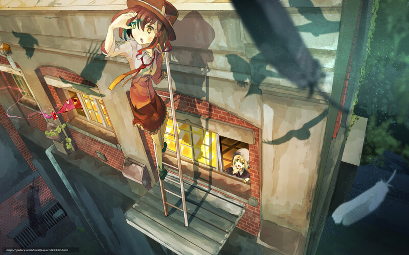 Anime girls on a ladder