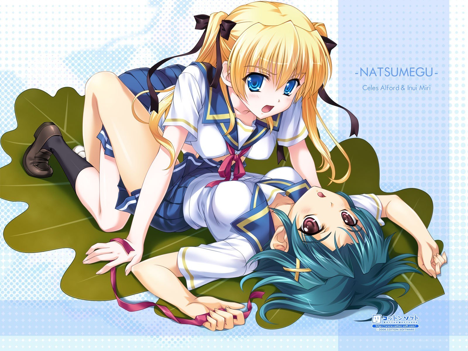 Anime girls on a leaf