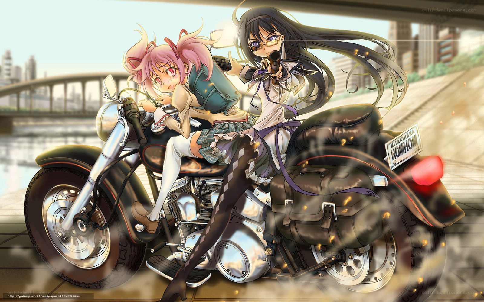Anime girls on a motorcycle