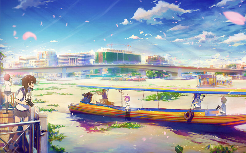 Anime Girls on a River — Blue