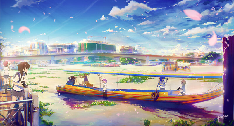 Anime Girls on a Riverboat — Blue