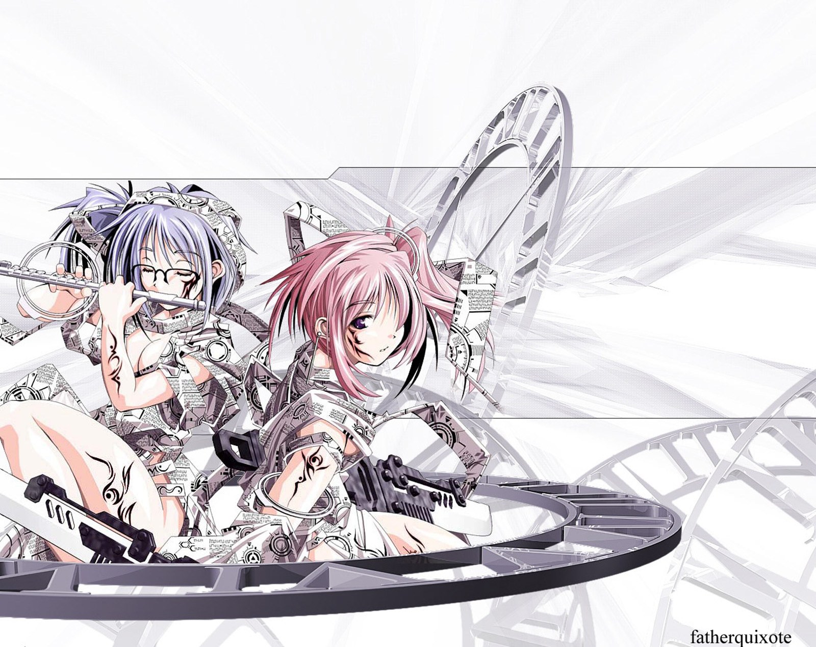 Anime girls on a roller coaster