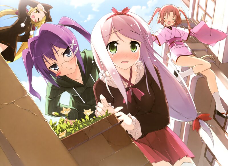 Anime girls on a rooftop