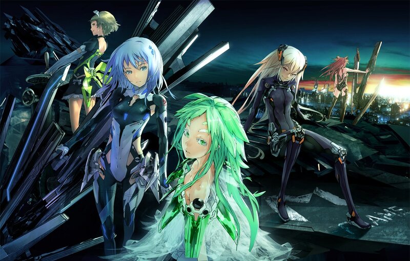 anime girls on a ruined cityscape