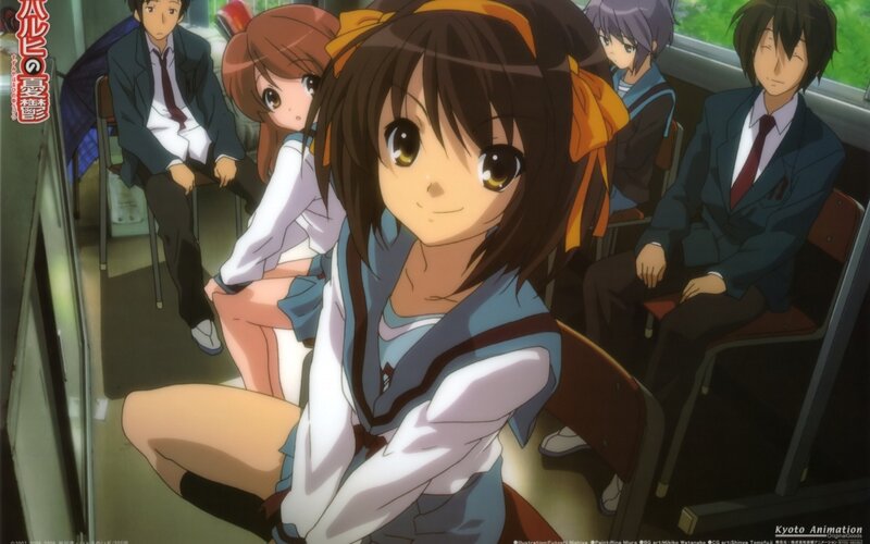 Anime girls on a school bus