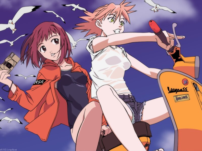 Anime girls on a scooter