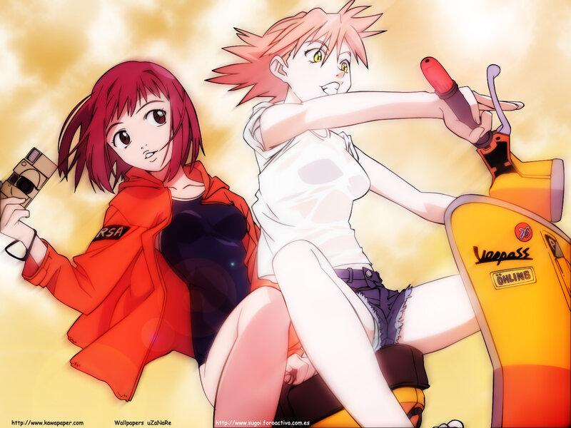 Anime girls on a scooter