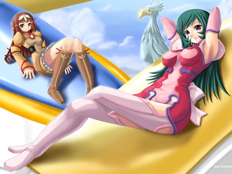Anime girls on a slide