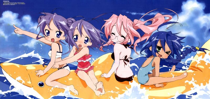 anime girls on a surfboard