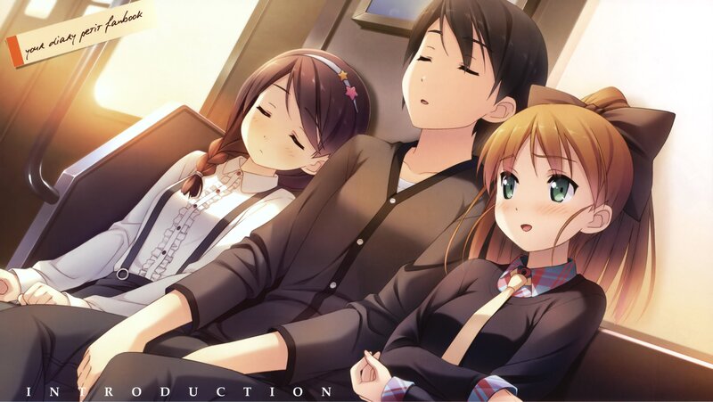 Anime girls on a train