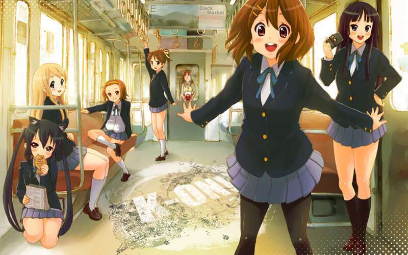 Anime girls on a train