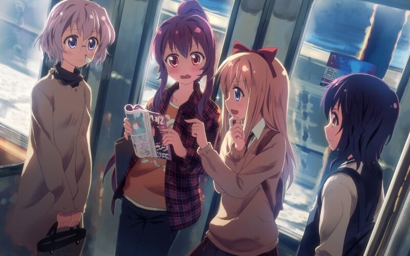 anime girls on a train