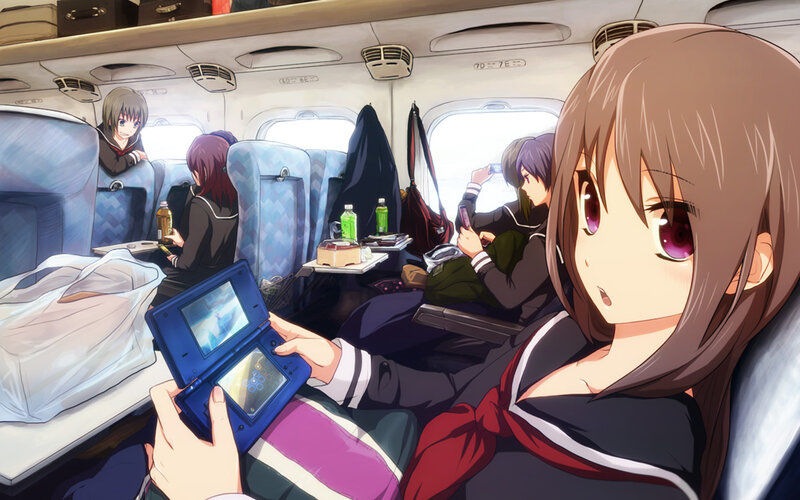 Anime Girls on a Train — Blue, Calm