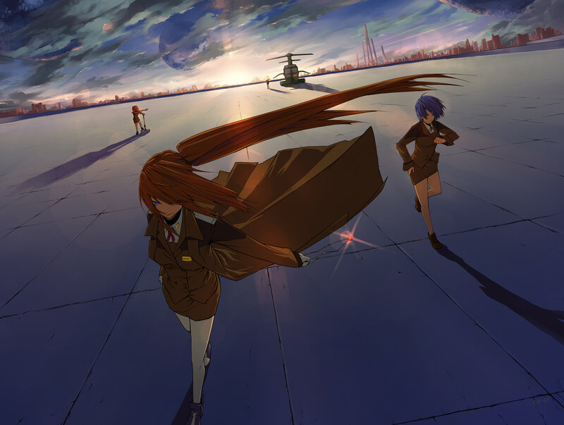 Anime girls on a vast plain