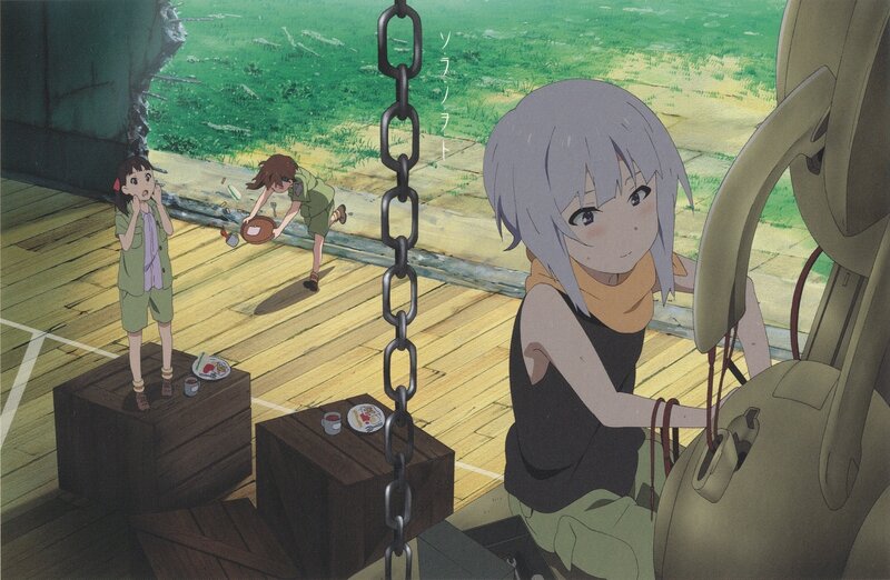 Anime girls on a wooden deck