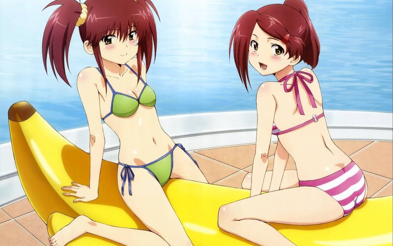 Anime girls on banana float