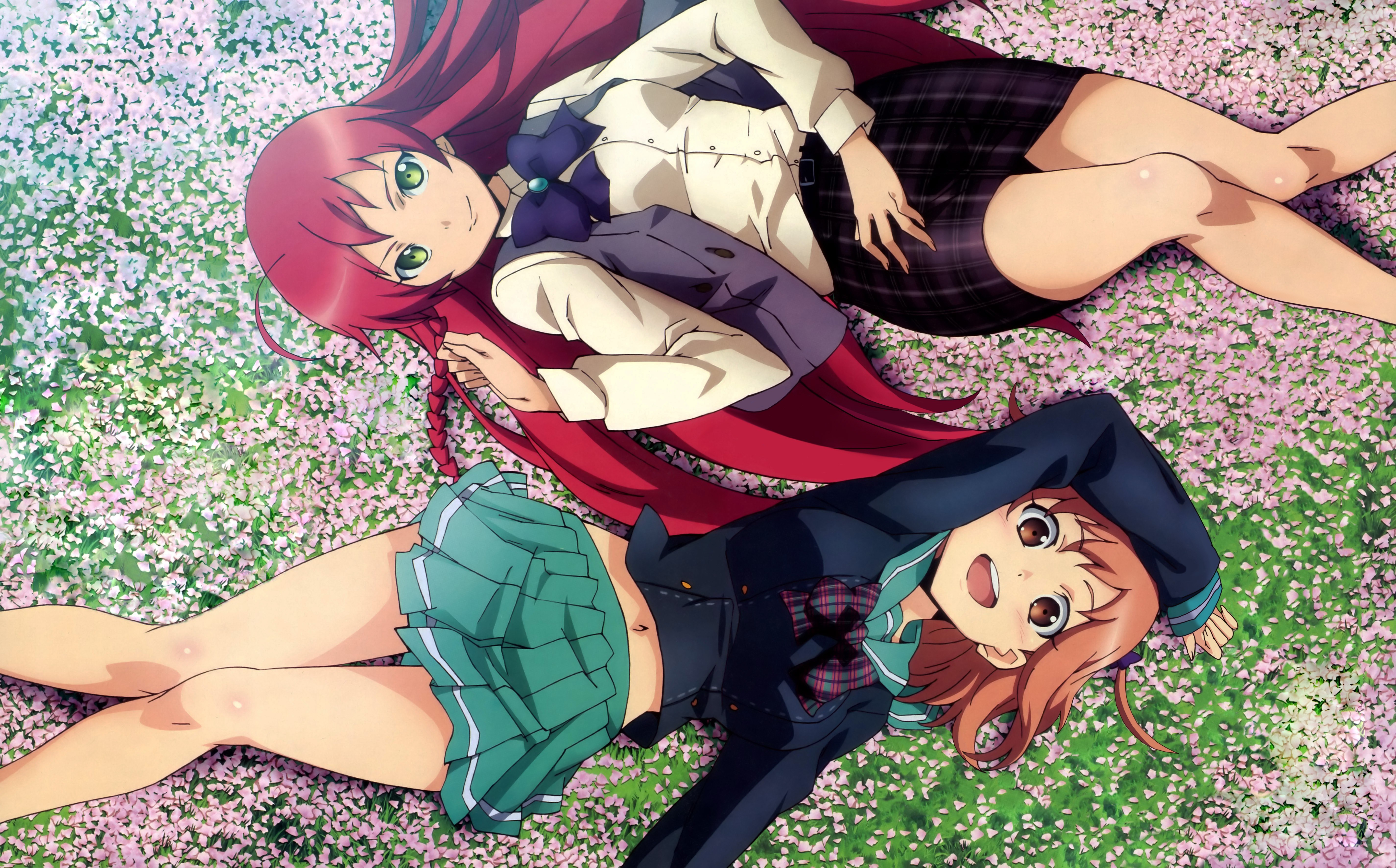 anime girls on cherry blossoms