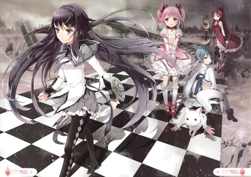Anime Girls on Chessboard — Black