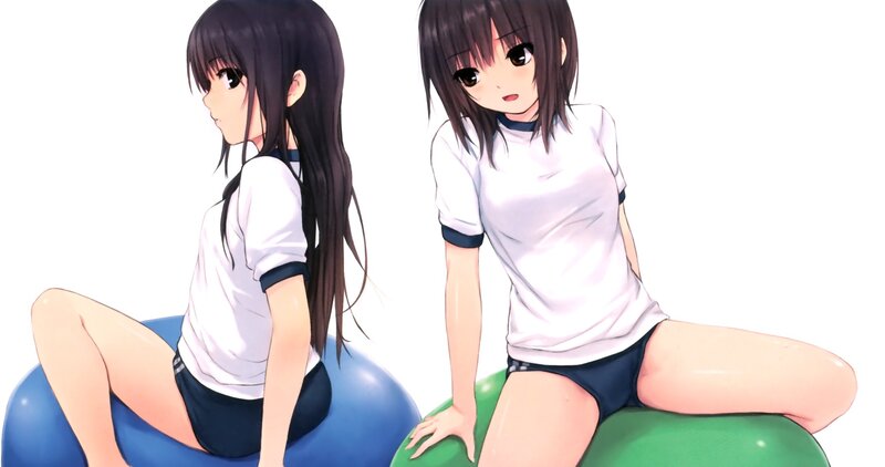 anime girls on exercise balls
