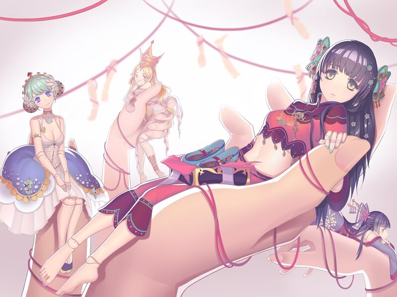 Anime Girls on Giant Hand