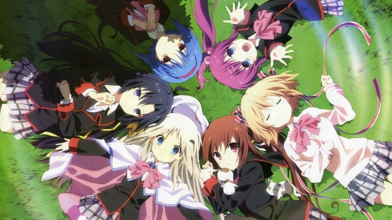 Anime Girls on Grass — Green, Peaceful, Afternoon, School Uniforms