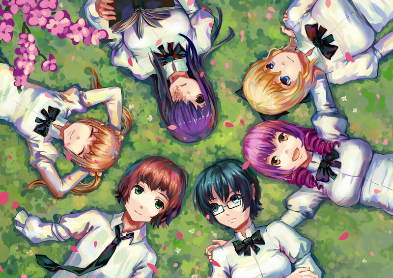 Anime Girls on Grass — Green, Peaceful, Spring