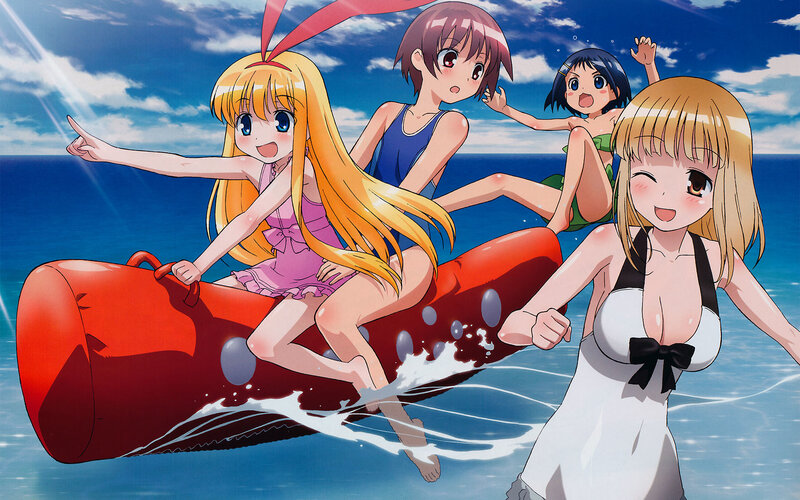 anime girls on inflatable tube