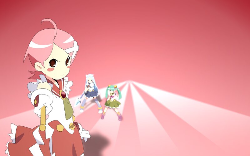 anime girls on pink path