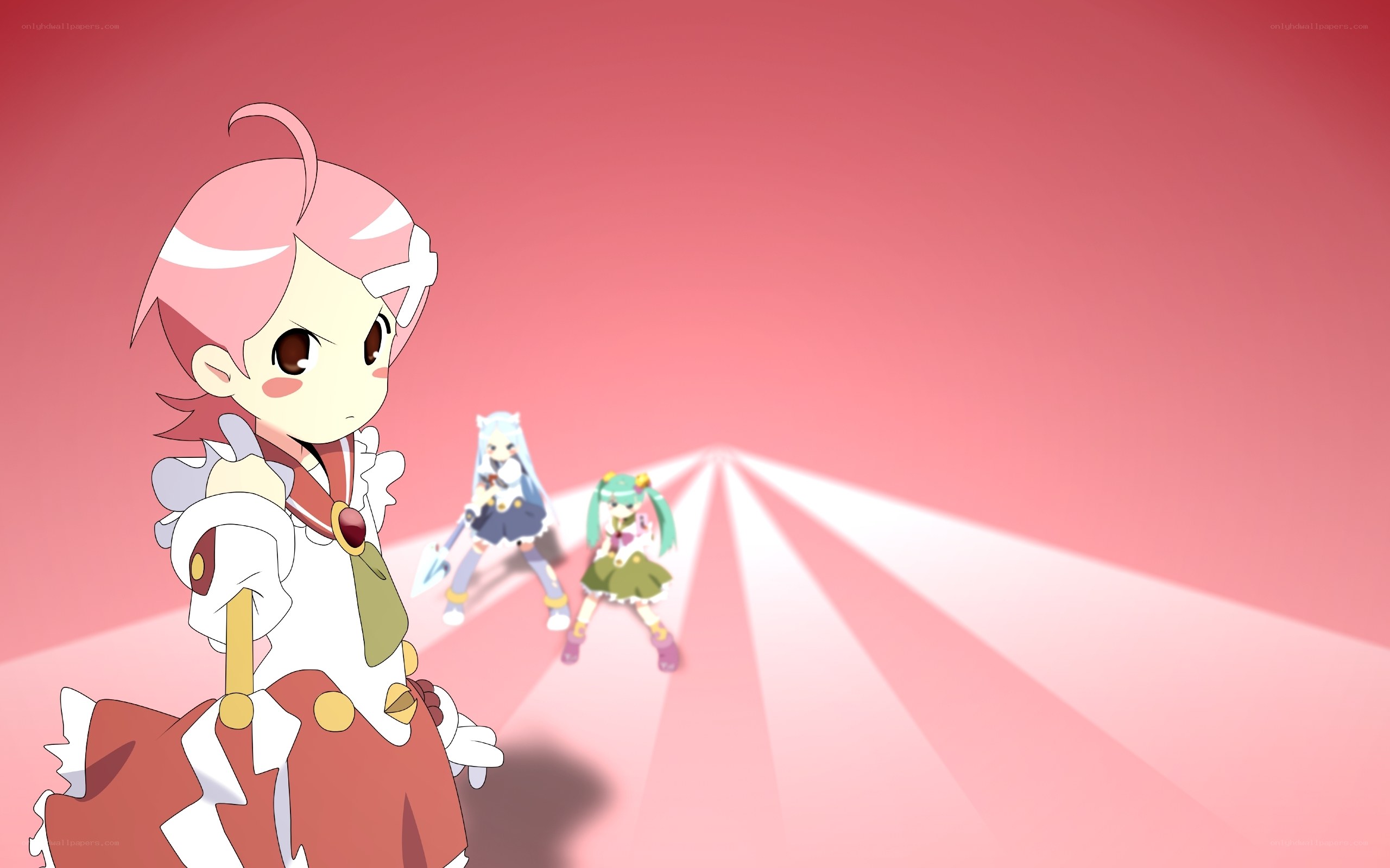 anime girls on pink path