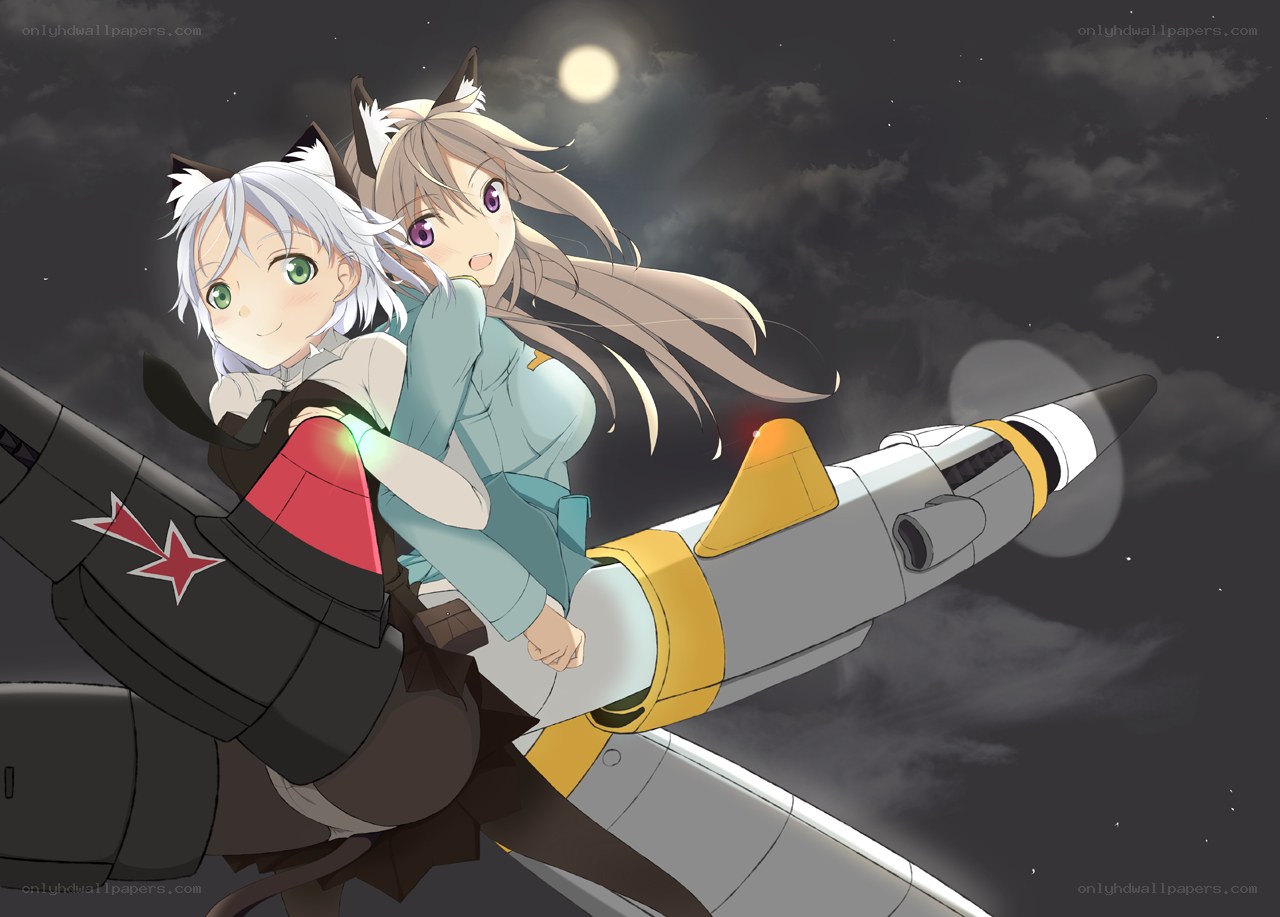 anime girls on rocket plane