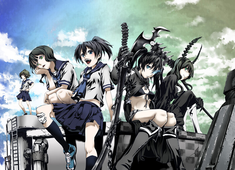 Anime Girls on Rooftop — Blue, Dramatic, Afternoon