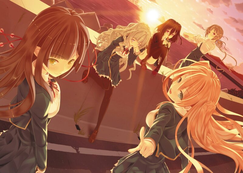 Anime Girls on Rooftop — Orange