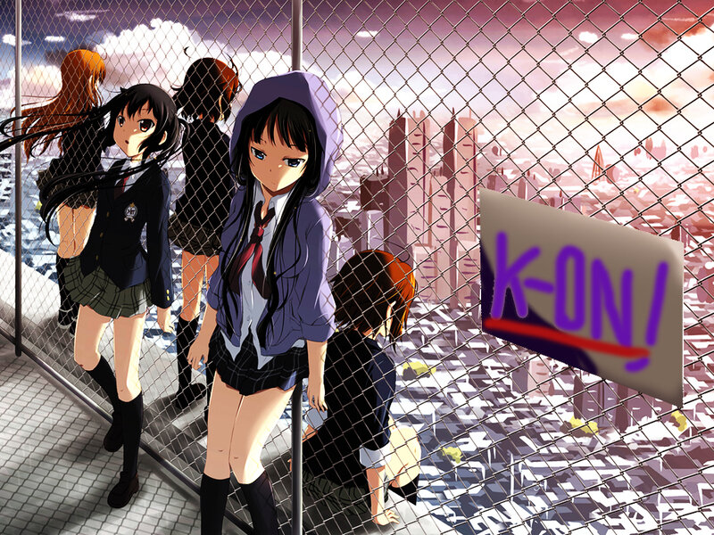 Anime Girls on Rooftop — Purple