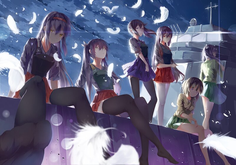 Anime Girls on Ship — Blue, Dramatic