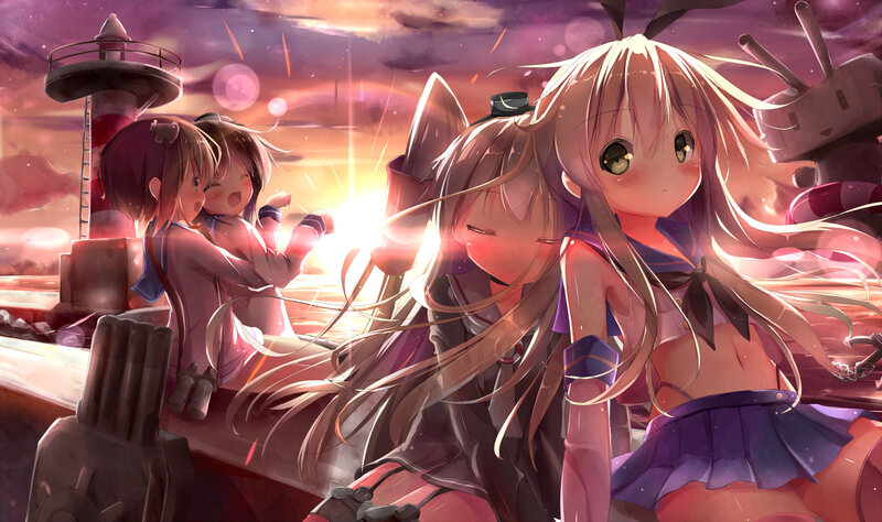 Anime Girls on Ship — Purple