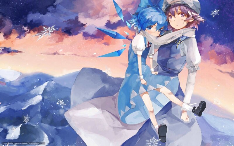 Anime girls on snowy mountain