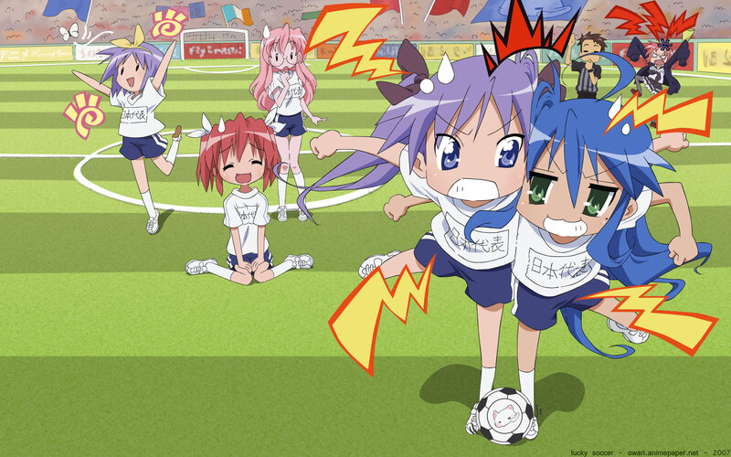 Anime Girls on Soccer Field