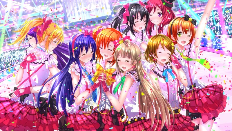 Anime Girls on Stage — Pink, Celebratory