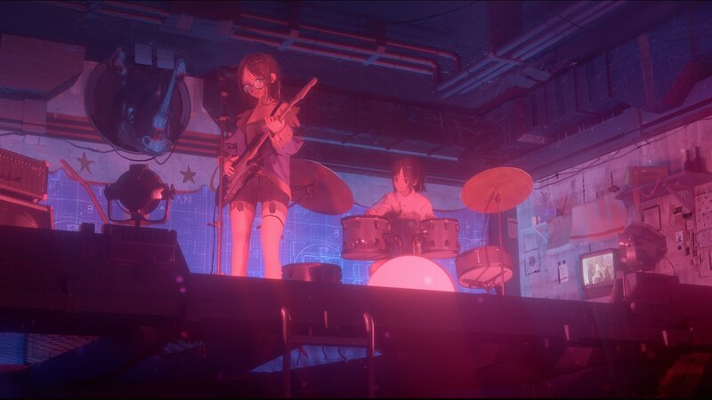 Anime Girls on Stage — Purple, Dramatic