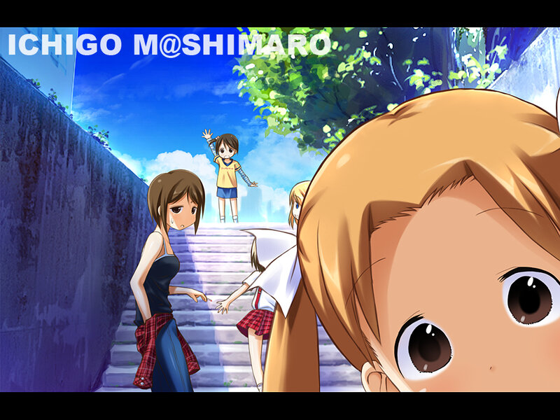Anime girls on stairs
